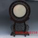 Chinese Round Wood Inlay Afghanistan Jade Carved Birds & Fruit Screen Other Chinese Antiques photo 4