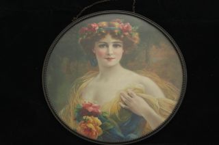 Vintage Victorian Woman Roses And Ribbon In Hair Portrait Flue Cover photo