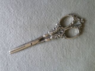 Antique Sterling Silver Scissors Victorian Germany Sewing Embroidery Ornate photo
