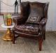 Lillian August Stratford Distressed Leather Wingback Chair Post-1950 photo 8