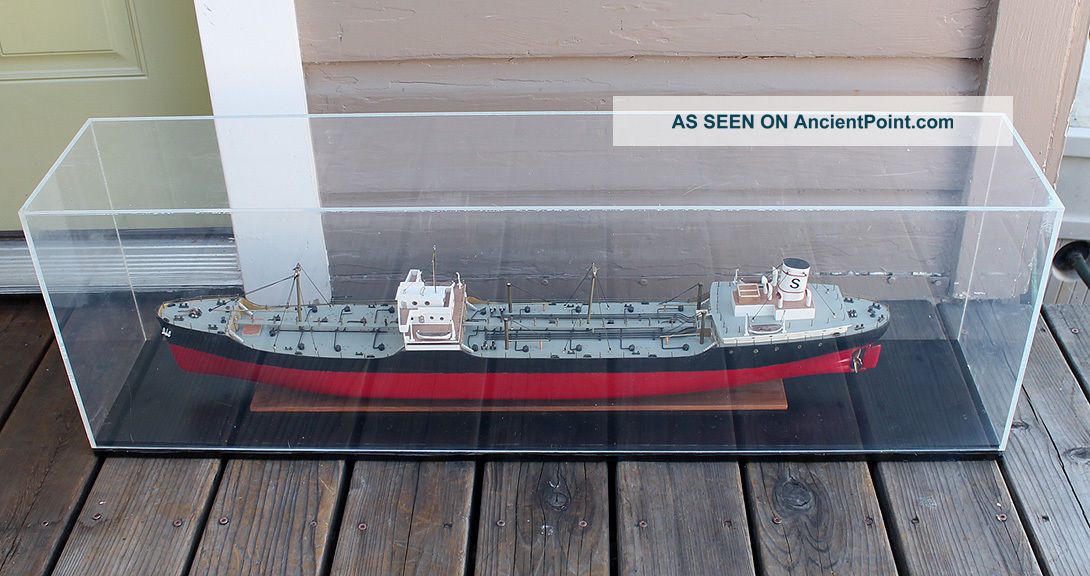 Antique Vintage Wooden Boardroom Model Standard Oil Freighter Tanker Steam Ship Model Ships photo