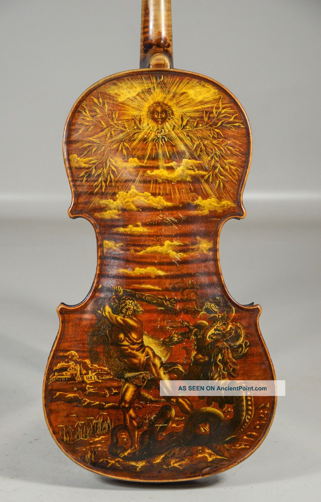 Antique 1830s Jean Remy Violin Painted Hercules Hydra Style Of William Blake Yqz String photo