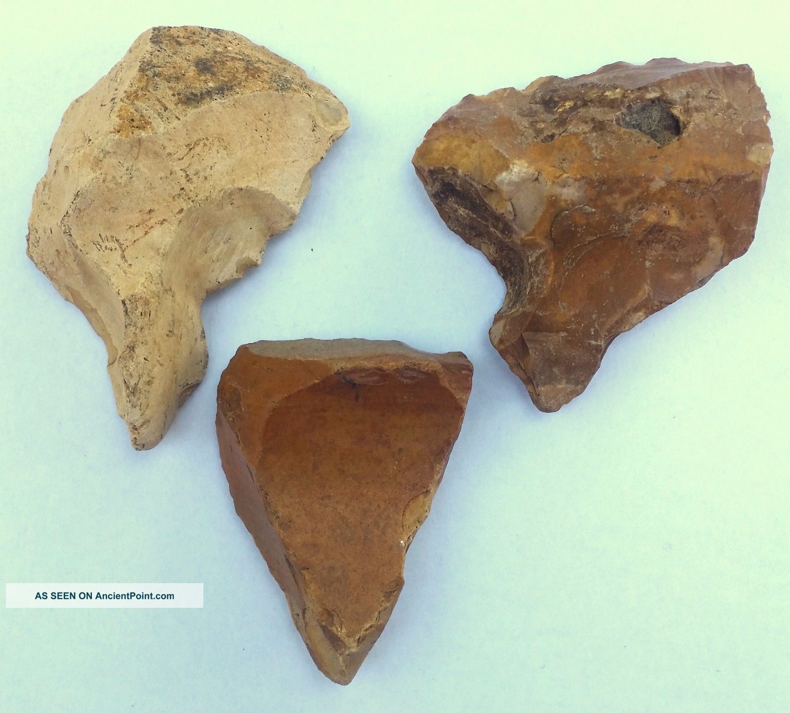 3 Flint Stones Acheulean Borer Nosed Hand Axe Neanderthal Paleolithic Tool Neolithic & Paleolithic photo