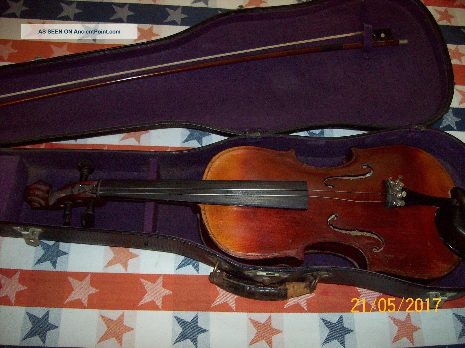 Old,  Vintage Or Antique 1892 Violin With Bow & Case String photo
