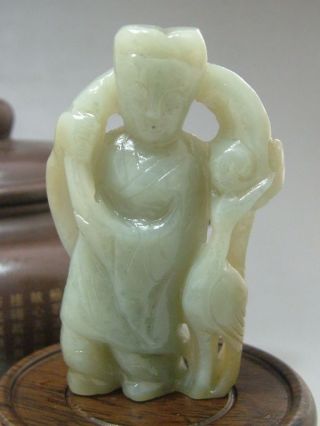 Antique Old Chinese Nephrite Celadon Jade Statues/ Pendant Boy photo