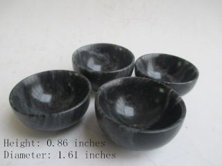 4pc Chinese Hand Carved Jade Small Bowl.  Four Glass photo