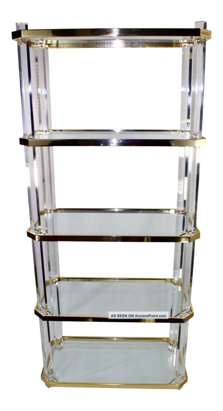 Vintage Lucite Etagere - Brass With Glass Shelves Mid-Century Modernism photo