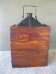 Antique Kerosene/turpentine/gas/oil Tin Can With Wood Case,  Bail Handle Primitives photo 1