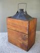 Antique Kerosene/turpentine/gas/oil Tin Can With Wood Case,  Bail Handle Primitives photo 2