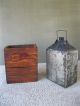 Antique Kerosene/turpentine/gas/oil Tin Can With Wood Case,  Bail Handle Primitives photo 5