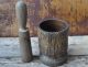 Rare Antique Primitive Wooden Mortar Bowl Pestle Rustic Decor Cabin Primitives photo 1