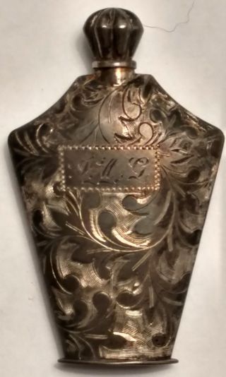 Antique Sterling Silver,  Ornately Engraved Perfume Bottle photo
