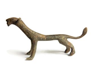 Rare African Antique Cast Bronze Akan Ashanti Gold Weight - A Lioness photo