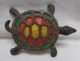 Estate Found Vintage Decor Turtle Metal Trivet W.  Red,  Green & Yellow Fillings Trivets photo 1