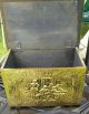 Vintage Brass Colonial Trunk,  Early American Brass Box Coal Box Wood Kindling Hearth Ware photo 5
