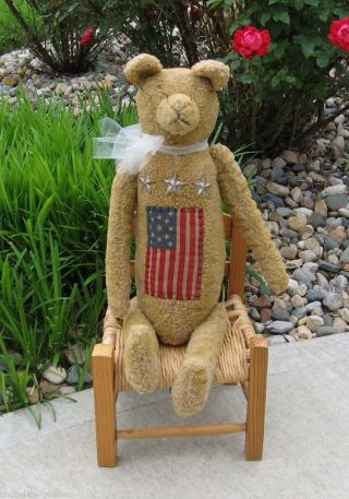 Large Americana Teddy Bear American Flag Stars Primitive United States Decor photo