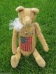 Large Americana Teddy Bear American Flag Stars Primitive United States Decor Primitives photo 2