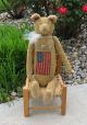 Large Americana Teddy Bear American Flag Stars Primitive United States Decor Primitives photo 5