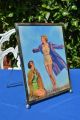 Large 1930s Art Deco Silver Plate Photo Frame With Bathing Beauty Print Art Deco photo 1