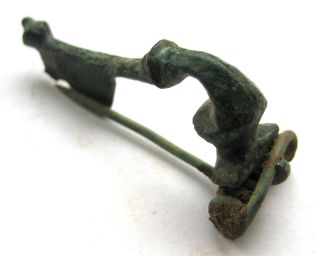Circa.  100 A.  D Roman Period Bronze Trumpet Fibula Brooch photo