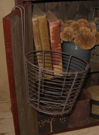 Hanging Metal & Chicken Wire Basket Primitive French Country Farmhouse Decor photo