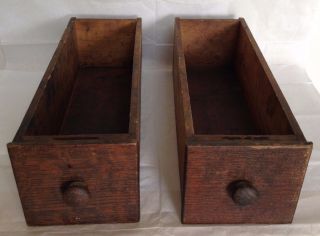 2 - Vintage Treadle Sewing Machine Wood Drawers With Pull Knobs photo