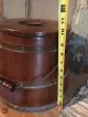 Vintage Rustic Wooden Bucket - Sugar Bucket Firkin With Handle And Lid Primitives photo 9