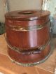 Vintage Rustic Wooden Bucket - Sugar Bucket Firkin With Handle And Lid Primitives photo 5
