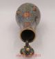 Antique Collectible Handmade Carving Brass Cloisonne Enamel Vase W Qianlong Mark Vases photo 4