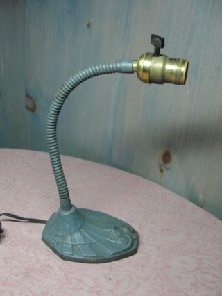 Vintage Faries Mfg.  Co.  Cast Iron Base Gooseneck Desk Lamp S 7460 photo