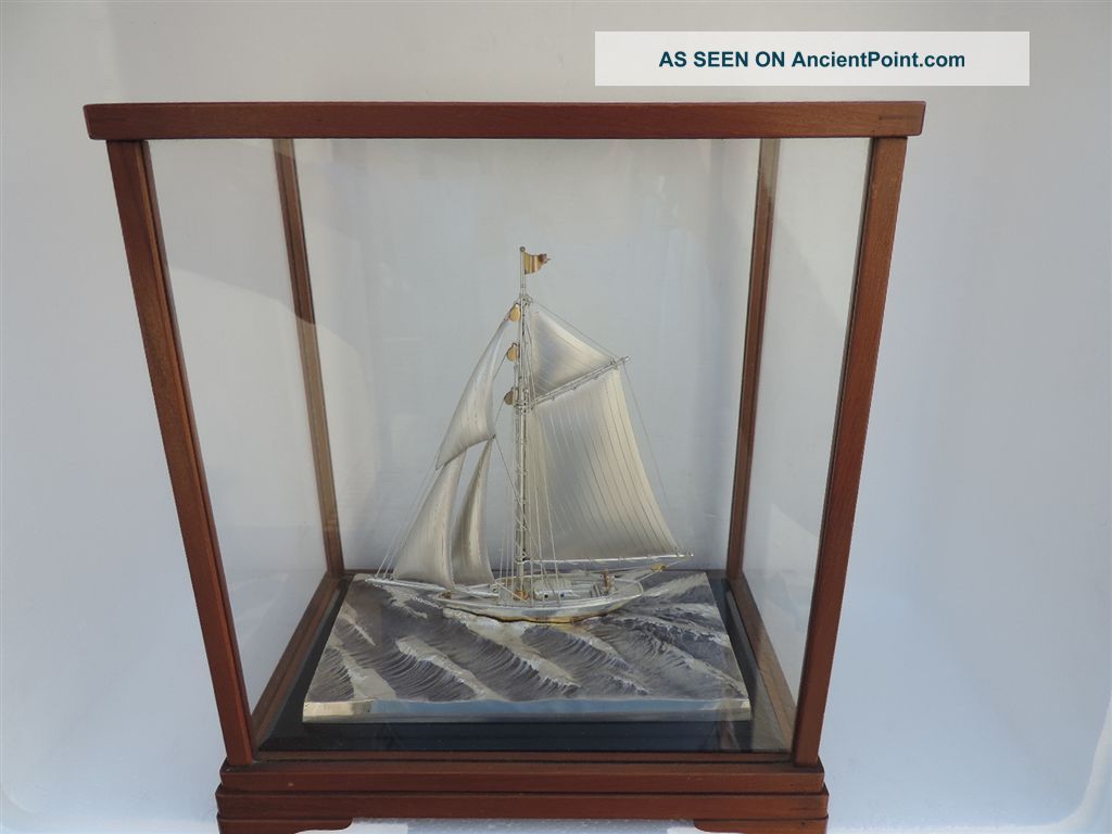 Exquisite Masterly H - Crafted Japanese Solid Sterling Silver 970 Yacht Ship Japan Other Antique Sterling Silver photo