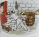 19thc Antique Painted Porcelain Occupational Shaving Mug Brick Oven Bread Baker Other Mercantile Antiques photo 4
