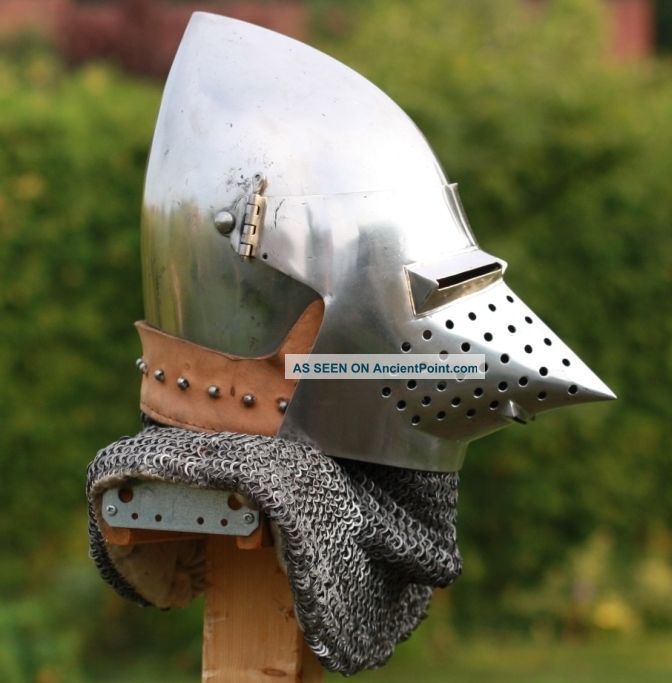 Medieval Hondskull Bascinet Helmet With Chainmail Reenactment Battle Replica Diving Helmets photo