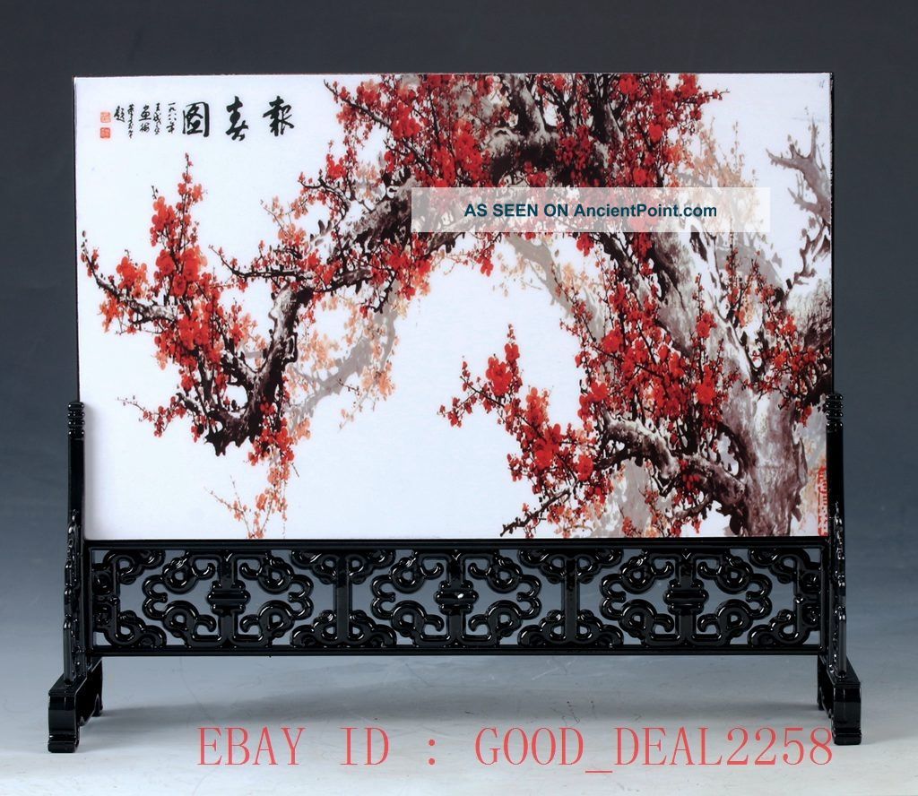 Good Chinese Lacquerware Handwork Painting Flower Screen Pf010 Other Chinese Antiques photo