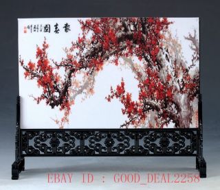 Good Chinese Lacquerware Handwork Painting Flower Screen Pf010 photo