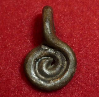 Viking Ancient Artifact Silver Spiral Amulet / Pendant Circa 700 - 900 Ad - 4240 photo