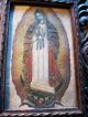 Vintage Painting Of Our Lady Of Guadalupe With Vintage Wood Frame Latin American photo 1