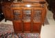 English Antique Arts & Crafts Oak Leaded Glass Bookcase 1900-1950 photo 1