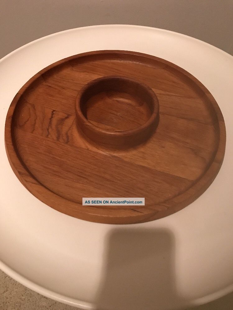 Dansk Danish Modern Ihq Teak Wood Chip & Dip Server Bowl Platter Tray Trays photo