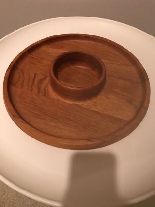 Dansk Danish Modern Ihq Teak Wood Chip & Dip Server Bowl Platter Tray photo