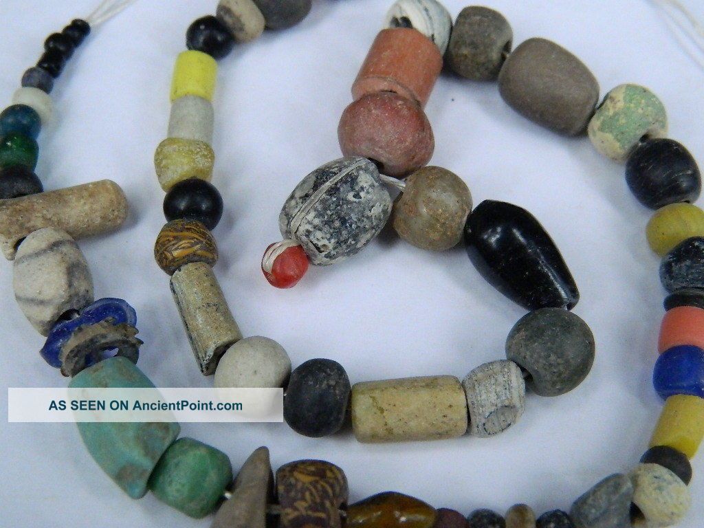 Ancient Islamic Stone/glass Beads Strand C.  1200 Ad Price  E5216 Near Eastern photo