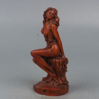Chinese Exquisite Hand - Carved Boxwood Carved Beauty Statue photo