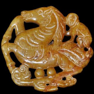 Old China Hand - Carved Jade Nobility Wear Amulets Pendant Collect Horse photo