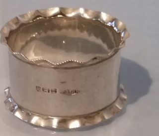 Unusual Frill Edge Edwardian Solid Silver Napkin Ring With Frill Edge 1910 photo