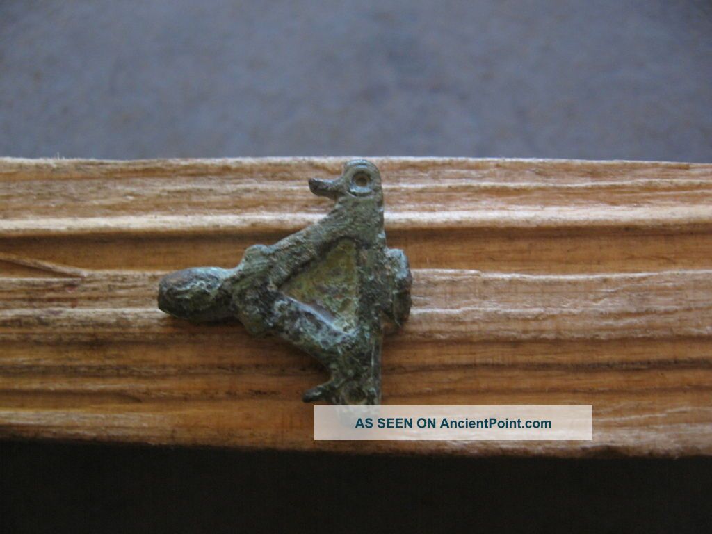 2 Bird Heads Magic Amulet Ancient Celtic Bronze Zoomorphic Talisman 500 - 300 B.  C Celtic photo