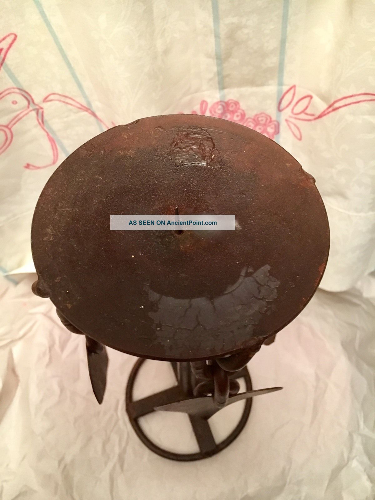 Primitive Wrought Iron Handmade Hand Candle Holder Rustic Look