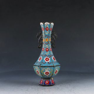 Chinese Cloisonne Hand - Painted Vase W Kangxi Mark Pj075 photo