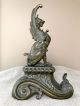 French 1890 Repoussé Brass Griffin Andirons / Chenets Rare Hearth Ware photo 1