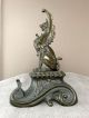 French 1890 Repoussé Brass Griffin Andirons / Chenets Rare Hearth Ware photo 2