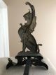 French 1890 Repoussé Brass Griffin Andirons / Chenets Rare Hearth Ware photo 6